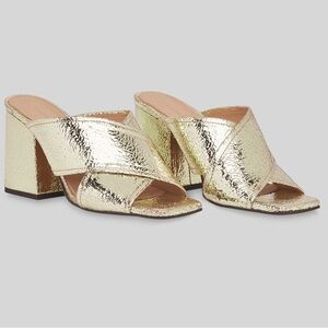 Whistles Gold Ayres Cross Strap Sandal, barely worn, still has stickers, 37